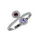 4 - Raene Red Garnet and Tanzanite with Side Diamonds Bypass Ring 