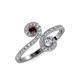4 - Raene Red Garnet and Diamond with Side Diamonds Bypass Ring 