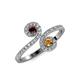 4 - Raene Red Garnet and Citrine with Side Diamonds Bypass Ring 