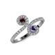 4 - Raene Red Garnet and Iolite with Side Diamonds Bypass Ring 