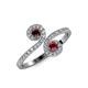 4 - Raene Red Garnet and Ruby with Side Diamonds Bypass Ring 