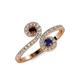 4 - Raene Red Garnet and Blue Sapphire with Side Diamonds Bypass Ring 