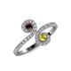 4 - Raene Red Garnet and Yellow Sapphire with Side Diamonds Bypass Ring 