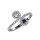 4 - Raene Diamond and Blue Sapphire with Side Diamonds Bypass Ring 