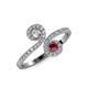 4 - Raene Diamond and Ruby with Side Diamonds Bypass Ring 