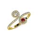 4 - Raene Diamond and Ruby with Side Diamonds Bypass Ring 
