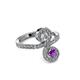 3 - Raene Diamond and Amethyst with Side Diamonds Bypass Ring 