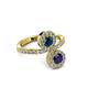 3 - Kevia Blue Sapphire and Blue Diamond with Side Diamonds Bypass Ring 