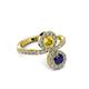 3 - Kevia Blue and Yellow Sapphire with Side Diamonds Bypass Ring 