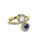 3 - Kevia Blue and White Sapphire with Side Diamonds Bypass Ring 