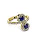 3 - Kevia Blue Sapphire with Side Diamonds Bypass Ring 