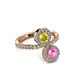 3 - Kevia Pink Sapphire and Yellow Diamond with Side Diamonds Bypass Ring 