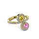 3 - Kevia Pink and Yellow Sapphire with Side Diamonds Bypass Ring 