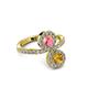 3 - Kevia Citrine and Pink Tourmaline with Side Diamonds Bypass Ring 