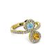 3 - Kevia Citrine and Aquamarine with Side Diamonds Bypass Ring 