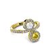 3 - Kevia Yellow and White Sapphire with Side Diamonds Bypass Ring 