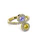 3 - Kevia Yellow Sapphire and Tanzanite with Side Diamonds Bypass Ring 