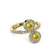 3 - Kevia Yellow Sapphire with Side Diamonds Bypass Ring 