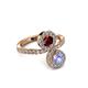 3 - Kevia Tanzanite and Ruby with Side Diamonds Bypass Ring 