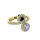 3 - Kevia Tanzanite and Black Diamond with Side Diamonds Bypass Ring 