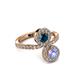 3 - Kevia Tanzanite and Blue Diamond with Side Diamonds Bypass Ring 