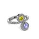 3 - Kevia Tanzanite and Yellow Diamond with Side Diamonds Bypass Ring 