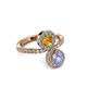 3 - Kevia Tanzanite and Citrine with Side Diamonds Bypass Ring 