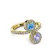 3 - Kevia Tanzanite and Blue Topaz with Side Diamonds Bypass Ring 