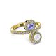 3 - Kevia White Sapphire and Tanzanite with Side Diamonds Bypass Ring 