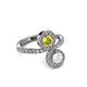 3 - Kevia White Sapphire and Yellow Diamond with Side Diamonds Bypass Ring 