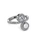 3 - Kevia White Sapphire and Diamond with Side Diamonds Bypass Ring 