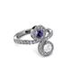 3 - Kevia White Sapphire and Iolite with Side Diamonds Bypass Ring 