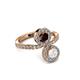 3 - Kevia White Sapphire and Red Garnet with Side Diamonds Bypass Ring 