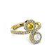 3 - Kevia White and Yellow Sapphire with Side Diamonds Bypass Ring 