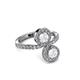 3 - Kevia White Sapphire with Side Diamonds Bypass Ring 