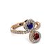 3 - Kevia Ruby and Blue Sapphire with Side Diamonds Bypass Ring 