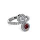 3 - Kevia Ruby and Diamond with Side Diamonds Bypass Ring 