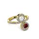 3 - Kevia Ruby and White Sapphire with Side Diamonds Bypass Ring 