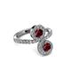 3 - Kevia Ruby with Side Diamonds Bypass Ring 