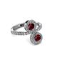 3 - Kevia Ruby with Side Diamonds Bypass Ring 