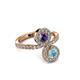 3 - Kevia Aquamarine and Iolite with Side Diamonds Bypass Ring 