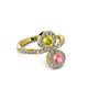 3 - Kevia Pink Tourmaline and Yellow Diamond with Side Diamonds Bypass Ring 