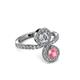 3 - Kevia Pink Tourmaline and Diamond with Side Diamonds Bypass Ring 