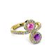 3 - Kevia Amethyst and Pink Sapphire with Side Diamonds Bypass Ring 