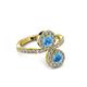 3 - Kevia Blue Topaz with Side Diamonds Bypass Ring 