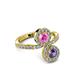 3 - Kevia Iolite and Pink Sapphire with Side Diamonds Bypass Ring 