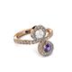 3 - Kevia Iolite and White Sapphire with Side Diamonds Bypass Ring 