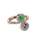 3 - Kevia Iolite and Emerald with Side Diamonds Bypass Ring 