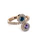 3 - Kevia Iolite and Blue Diamond with Side Diamonds Bypass Ring 