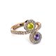 3 - Kevia Iolite and Yellow Diamond with Side Diamonds Bypass Ring 